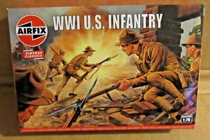 AIRFIX WW1 U.S. INFANTRY 1:76 SCALE MODEL SOLDIERS UNPAINTED PLASTIC - Picture 1 of 1