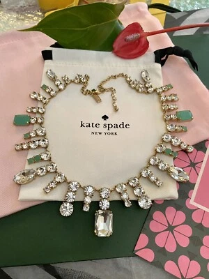 KATE SPADE EXQUISITE OPENING NIGHT BLACK TIE NECKLACE CRYSTALS GOLDFILLED - Image 1 of 4