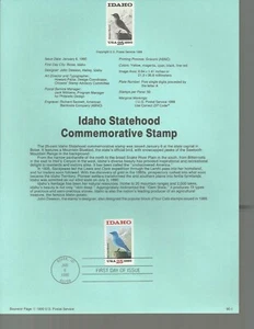 USPS Souvenir Page 90-01, Scott 2439, Idaho Statehood a singel 25 cent stamp - Picture 1 of 1