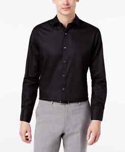 Bar III Men's Slim-Fit Stretch Dress Shirt Black Size 15 32/33 $65 B4HP
