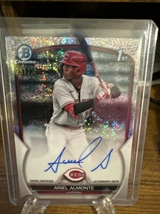 2023 Bowman Chrome ARIEL ALMONTE CPA-AA ON CARD AUTO SPECKLE REFRACTOR /299 REDS - Picture 1 of 3