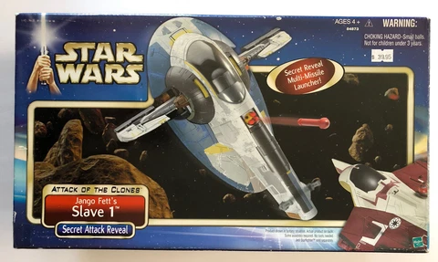 Hasbro Star Wars 2001 Attack of the Clones Jango Fett SLAVE 1 One Star Ship NEW Cover