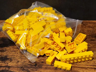 100 LEGO Basic Bricks Blocks Assorted Sizes Lot Yellow Color - Image 1 of 4