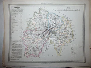 Auguste LOGEROT, Mongeon XIX eme : carte aquarellée Département cantal - Picture 1 of 1
