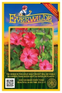 50 Red Four O'Clock Wildflower Seeds - Everwilde Farms Mylar Seed Packet - Picture 1 of 3