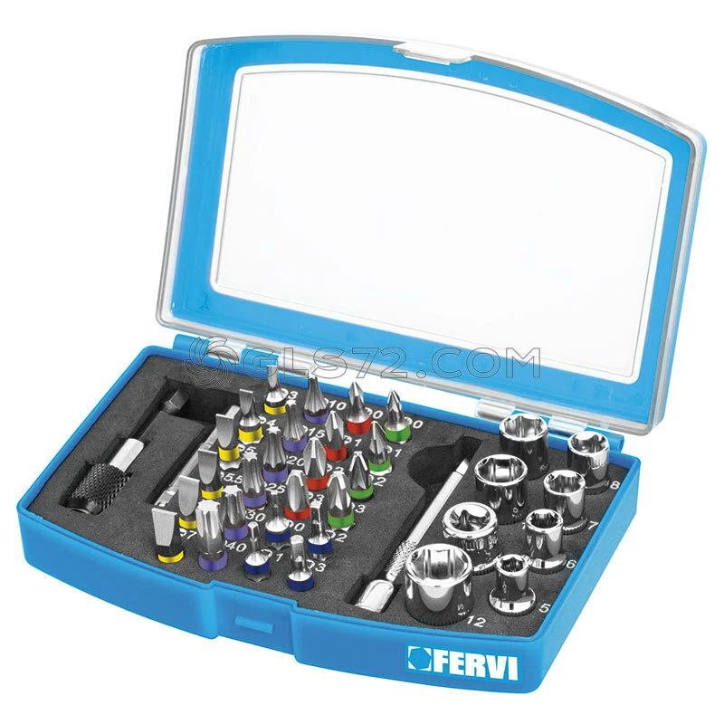 COFFRET EMBOUTS DE VISSAGE ET CLÉS PORTE-EMBOUTS 35 PCS 1/4" FERVI 0404 - Photo 1/1