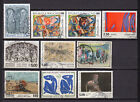 France Art tableaux un lot de 10 grands timbres oblitérés /TE4430