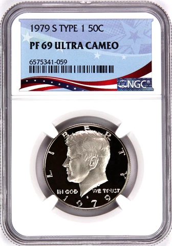 1979-S Type 1 Proof Kennedy Half, Graded PF69UC by NGC ~ OSR Patriotic Label Cover