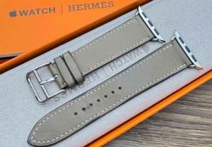 Hermes Apple Watch Skórzany pasek 38mm 40mm 41mm Etoupe używany bez pudełka - Zdjęcie 1 z 7