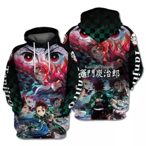 Demon Slayer TKamado Tanjiro 3d Black Green Hoodie Demon Slayer Hoodie - Picture 1 of 4