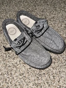 EXCELLENT CONDITION Hey Dude Wally Women 7 Youth 6 Grey/black - Picture 1 of 7