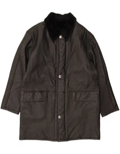 VALENT Mens Sherpa Leather Coat UK 44 2XL Black Leather DA04 - Picture 1 of 4