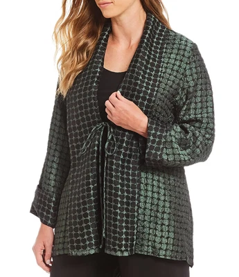 Chaqueta IC Collection Vertical Dots Dos Tonos Frente Abierto Bolsillos Verdes Talla XL Foto 1 de 4