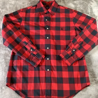 Ralph Lauren Shirt Mens Large Red Black Buffalo Plaid Button Down Long Sleeve - Image 1 of 4