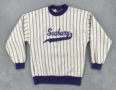 Vintage Image Wear 90s XL Seabury Saints Gray Ringer Sweatshirt Purple Pinstripe - Image 1 of 4