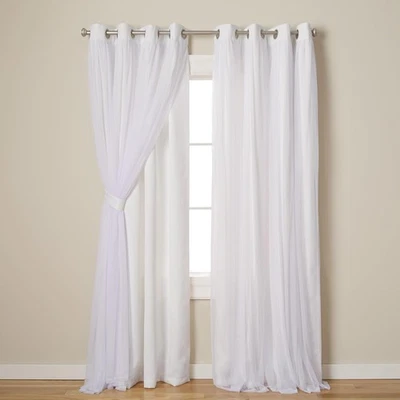 TOWN & COUNTRY LUXE Talia 2-Layer Curtains Blackout Grommet 2-Pack 52x96 White - Image 1 of 4