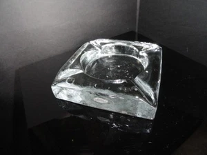 Cigarette Glass Square Ashtray By Blenko  6" x 6" x 1.5" Made in USA - Picture 1 of 9