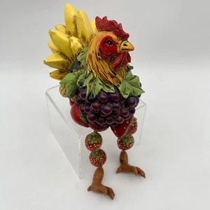Farmhouse Fruity Rooster Shelf Sitter Strawberry Legs Anthropomorphic - Picture 1 of 11