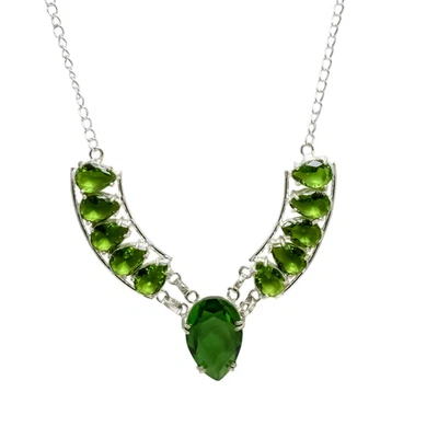 Green Peridot Gemstone Handmade 925 Sterling Silver Jewelry Necklace Size-17-18" - Image 1 of 4