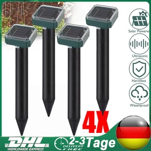 4x Solar Tiervertreiber Ultraschall Abwehr Marder Katzen Hunde Abwehr Schreck - Bild 1 von 23