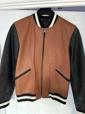 Men’s Medium Coach New York Tan Leather Varsity Bomber Jacket Exceptional Piece - Image 1 of 4