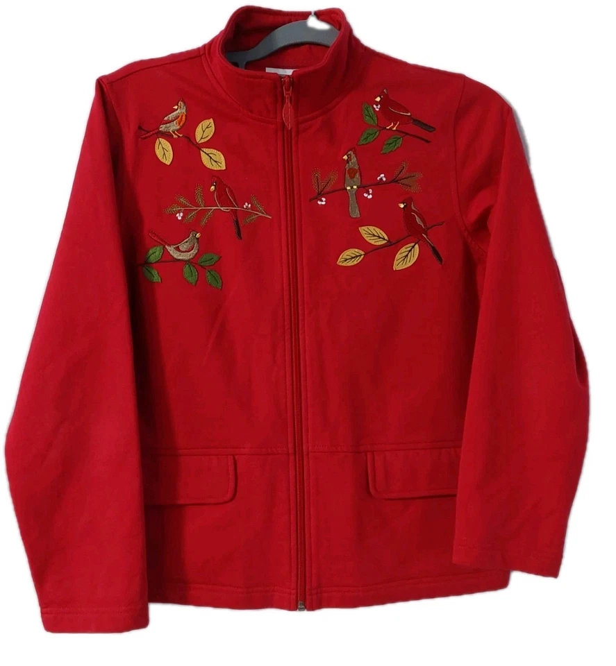 Breckenridge рубашка куртка размер маленький средний PM кардинал птица вышитая молния - Изображение 1 из 4