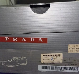 Prada Loafers Gray Wool Women 38.5 8.5 Leather Rubber Y2K Designer Luxury - Picture 1 of 7