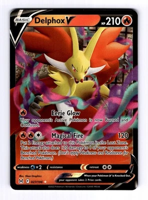 Delphox V Lost Origin #27 (2022) Rare Holo V NM Pokemon - Image 1 of 2