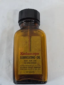 Kodak Kodascope Lubricating Oil EMPTY Glass Amber Bottle w/ Dipper - Picture 1 of 8