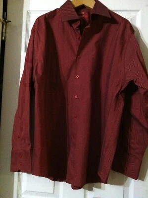 REPORT COLLECTION MENS NEW MAROON 61%COTTON29%NYLON STRETCH CASUAL SHIRT SIZE:XL - Image 1 of 4