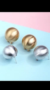 2pcs Lot Platinum & 18k Yellow Gold Embraced Round Earrings - Picture 1 of 8