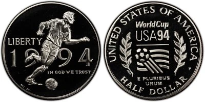 1994 P Proof World Cup Soccer Uncirculated Commemorative Half Dollar Collectible - Image 1 of 3