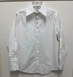 COS Blouse - White Cotton Long Sleeve, Hidden Buttons, Pleat, Size 6 - Picture 1 of 8