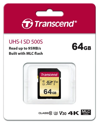 Transcend SDXC 500S 64GB Class 10 UHS-I U3 V30 64 GB Speicherkarte OVP - Bild 1 von 3