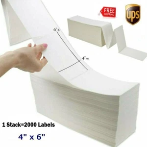 Fanfold 4"x6" Direct Thermal Shipping Blank Label Perforated Adhesive Zebra 2844 - Picture 1 of 16