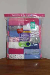 HANES GIRLS TAGLESS BIKINIS 14-PACK FLORAL HEARTS VARIED COLORS SIZE 12 - Picture 1 of 1