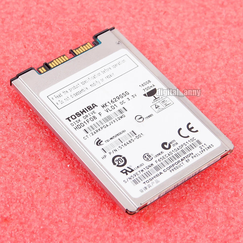 For TOSHIBA MK1629GSG 160GB Hard Disk Drive HDD 1.8" 8MB 5400RPM micro-SATA - Image 1 of 1