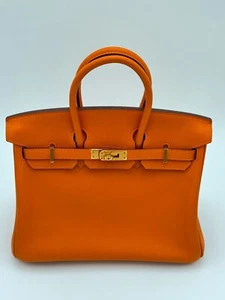 Hermes Birkin 25 Orange ladies handbag Gold hardware - Picture 1 of 15