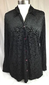 Christie & Jill schwarze Burnout Samt Bluse Damen Large Langarm dehnbar - Bild 1 von 10