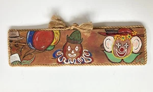 VTG OUTSIDER/NAIVE/FOLK ART Crude Painting on Wood Board 22" Circus Clowns 1969 - Picture 1 of 15