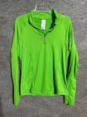 Reebok Jacket Womens L 1/4 Zip Stretch Mock Neck Long Sleeve Yoga Run Gym Green - Image 1 of 4