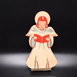 Vtg Christmas Angel Redhead Choir Singing Paper Cardstock Ornament Double Sided - Picture 1 of 19