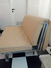 Divano letto matrimoniale pieghevole a bruco in acciaio con materasso nuovo