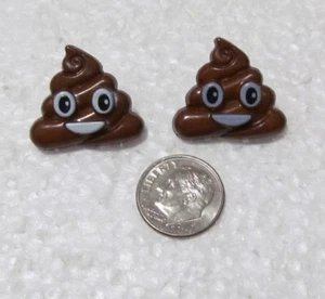 Emoji Novelty Poo Poo Stud Earrings Cute Pile Of Poop Gag Gift Nickel Free Fun! - Picture 1 of 2