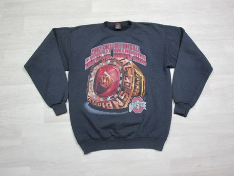 Vintage Y2K 2002 Ohio State Buckeyes National Champions Sweatshirt (M) Ring Logo Cover