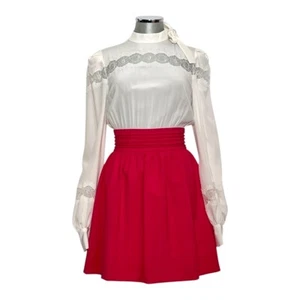 ELIE SAAB Kleid Damen Abendkleid Langarm Midi A-Linie weiß pink rosa NEU 2850€! - Picture 1 of 19