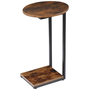 C-Shaped Under Sofa Table Round End Table Metal Frame for Living Room Bedroom - Picture 1 of 22