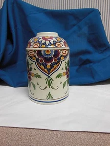 VINTAGE DELFT POLYCHROME JAR TEA CADDY JAR HOLLAND HANDPAINTED, NO LID - Picture 1 of 7