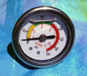 1/8" x 2" Stainless Steel Liquid Filled Water Pressure Gauge, Meter 0-160 PSI - Picture 1 of 4