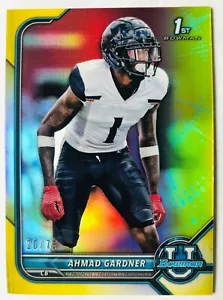 2022 1st Bowman Chrome University AHMAD SAUCE GARDNER YELLOW Refractor SP /75 - Picture 1 of 5